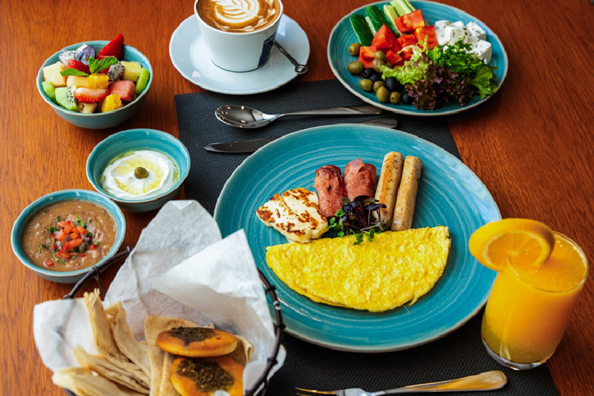 A diverse breakfast spread with something for everyone.