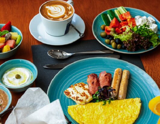 A diverse breakfast spread with something for everyone.