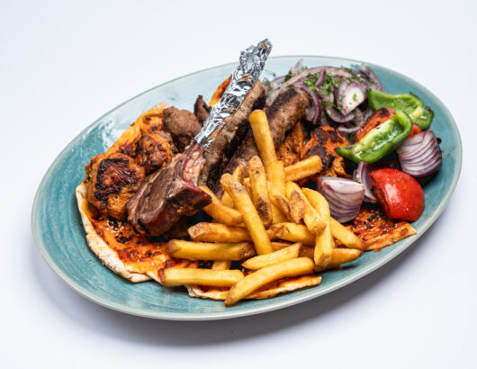 A delicious and hearty mixed grill platter.