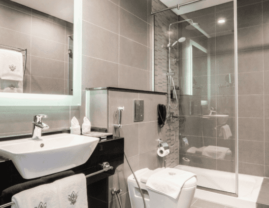Deluxe Burj Khalifa View Room Toilet in Business Bay Dubai